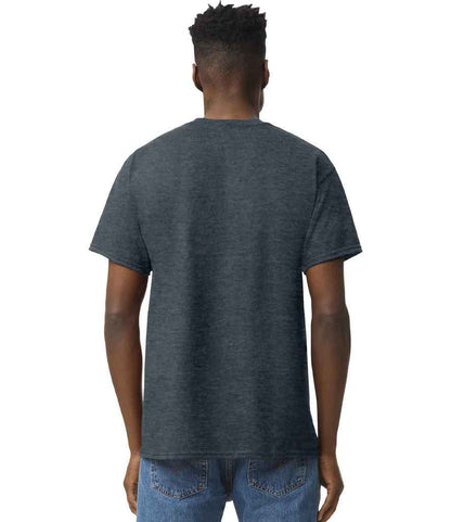 Gildan GD05 Dark Heather Model -  Ready to be Embroidered and Printed by Custard Workwear - Cheap Personalised and Customised Workwear in Nottinghamshire, Derbyshire and Leicestershire