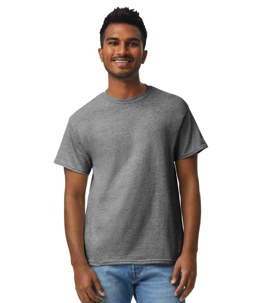 Gildan GD05 Graphite Heather Model -  Ready to be Embroidered and Printed by Custard Workwear - Cheap Personalised and Customised Workwear in Nottinghamshire, Derbyshire and Leicestershire