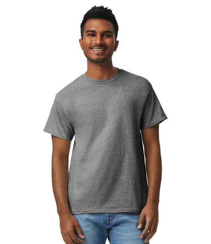 Gildan GD05 Graphite Heather Model -  Ready to be Embroidered and Printed by Custard Workwear - Cheap Personalised and Customised Workwear in Nottinghamshire, Derbyshire and Leicestershire