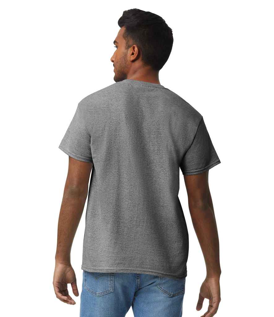 Gildan GD05 Graphite Heather Model -  Ready to be Embroidered and Printed by Custard Workwear - Cheap Personalised and Customised Workwear in Nottinghamshire, Derbyshire and Leicestershire