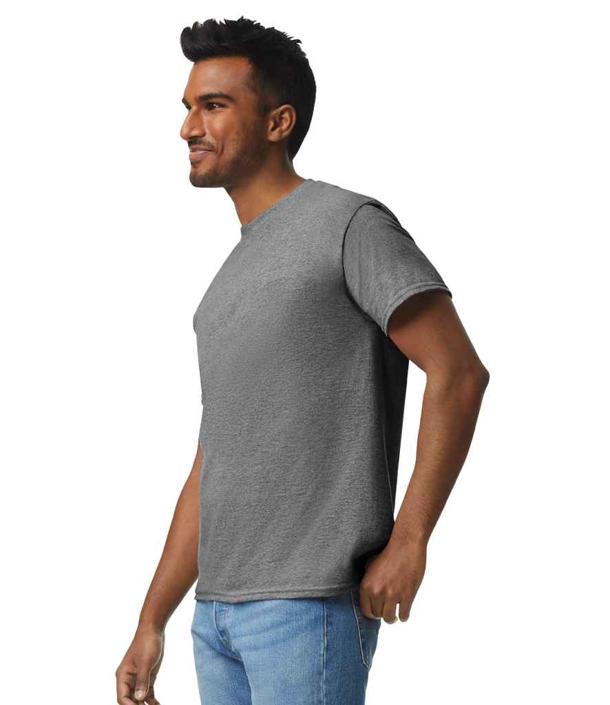 Gildan GD05 Graphite Heather Model -  Ready to be Embroidered and Printed by Custard Workwear - Cheap Personalised and Customised Workwear in Nottinghamshire, Derbyshire and Leicestershire
