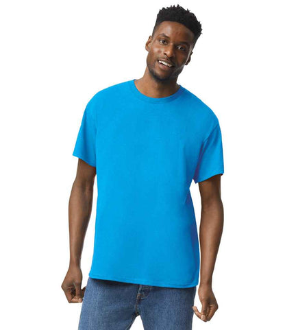 Gildan GD05 Heather Sapphire Model -  Ready to be Embroidered and Printed by Custard Workwear - Cheap Personalised and Customised Workwear in Nottinghamshire, Derbyshire and Leicestershire