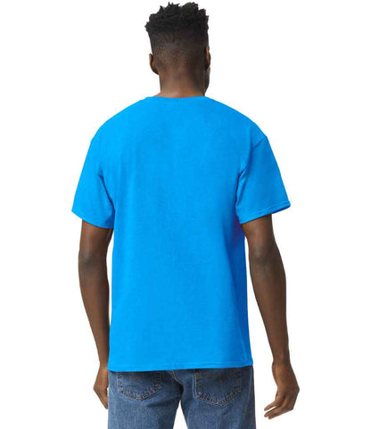Gildan GD05 Heather Sapphire Model -  Ready to be Embroidered and Printed by Custard Workwear - Cheap Personalised and Customised Workwear in Nottinghamshire, Derbyshire and Leicestershire