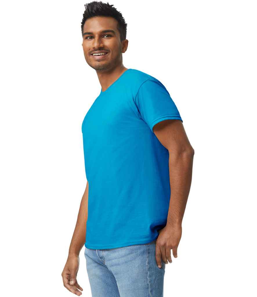 Gildan GD05 Sapphire Blue Model -  Ready to be Embroidered and Printed by Custard Workwear - Cheap Personalised and Customised Workwear in Nottinghamshire, Derbyshire and Leicestershire
