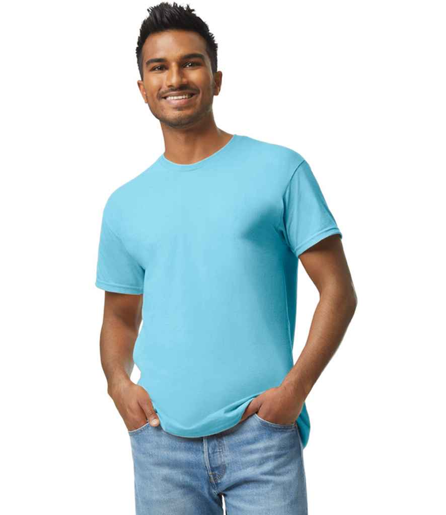 Gildan GD05 Sky Blue Model -  Ready to be Embroidered and Printed by Custard Workwear - Cheap Personalised and Customised Workwear in Nottinghamshire, Derbyshire and Leicestershire