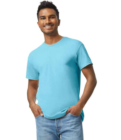 Gildan GD05 Sky Blue Model -  Ready to be Embroidered and Printed by Custard Workwear - Cheap Personalised and Customised Workwear in Nottinghamshire, Derbyshire and Leicestershire