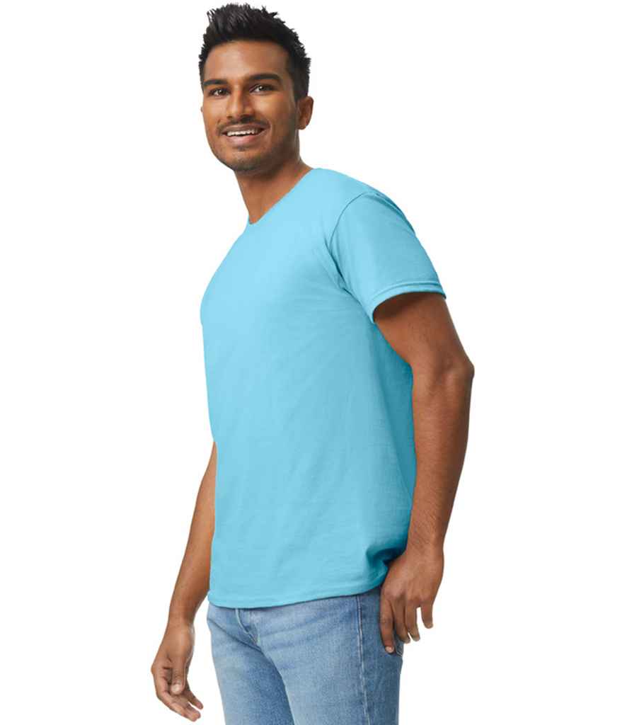 Gildan GD05 Sky Blue Model -  Ready to be Embroidered and Printed by Custard Workwear - Cheap Personalised and Customised Workwear in Nottinghamshire, Derbyshire and Leicestershire