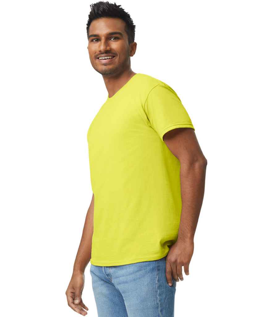 Gildan GD05 Safety Green Model -  Ready to be Embroidered and Printed by Custard Workwear - Cheap Personalised and Customised Workwear in Nottinghamshire, Derbyshire and Leicestershire