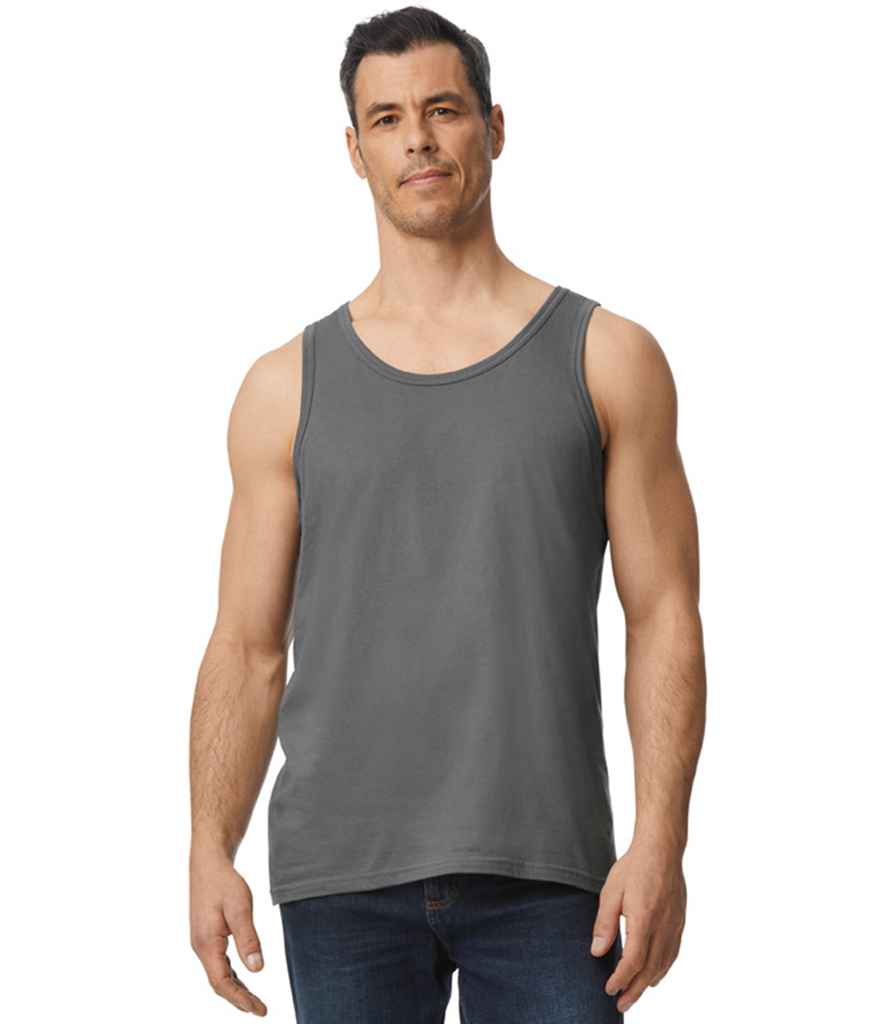 Gildan GD12 Charcoal Model -  Ready to be Printed by Custard Workwear - Cheap Personalised and Customised Workwear in Nottinghamshire, Derbyshire and Leicestershire