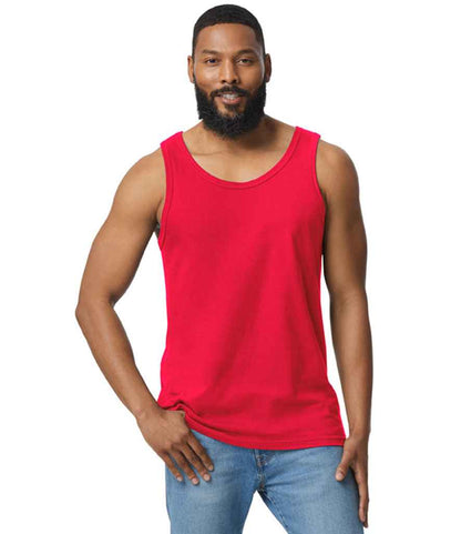 Gildan GD12 Red Model -  Ready to be Printed by Custard Workwear - Cheap Personalised and Customised Workwear in Nottinghamshire, Derbyshire and Leicestershire