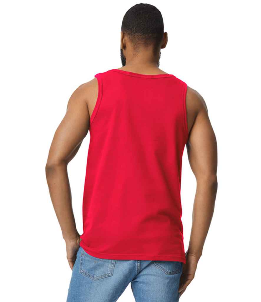 Gildan GD12 Red Model -  Ready to be Printed by Custard Workwear - Cheap Personalised and Customised Workwear in Nottinghamshire, Derbyshire and Leicestershire