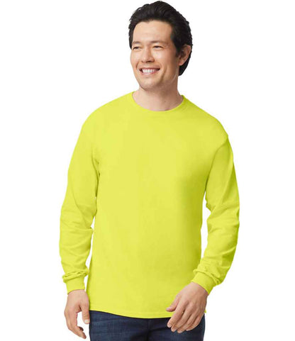Gildan GD14 Safety Green Model -  Ready to be Embroidered and Printed by Custard Workwear - Cheap Personalised and Customised Workwear in Nottinghamshire, Derbyshire and Leicestershire