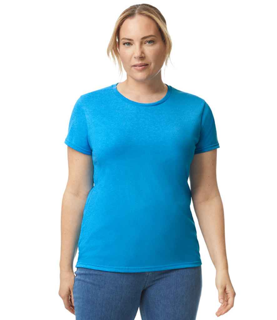 Gildan GD95 Heather Sapphire Model -  Ready to be Embroidered and Printed by Custard Workwear - Cheap Personalised and Customised Workwear in Nottinghamshire, Derbyshire and Leicestershire