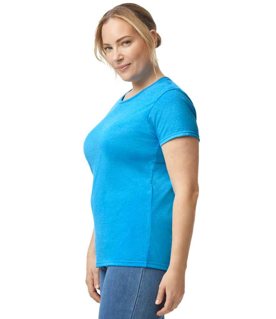 Gildan GD95 Heather Sapphire Model -  Ready to be Embroidered and Printed by Custard Workwear - Cheap Personalised and Customised Workwear in Nottinghamshire, Derbyshire and Leicestershire
