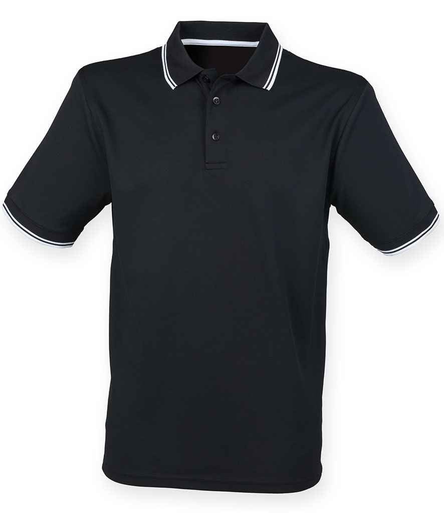 Henbury H482 Black/White Front -  Ready to be Embroidered and Printed by Custard Workwear - Cheap Personalised and Customised Workwear in Nottinghamshire, Derbyshire and Leicestershire