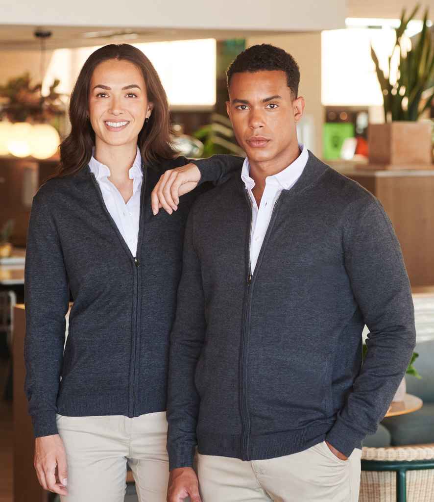 Henbury H718 Grey Marl Model -  Ready to be Embroidered by Custard Workwear - Cheap Personalised and Customised Workwear in Nottinghamshire, Derbyshire and Leicestershire