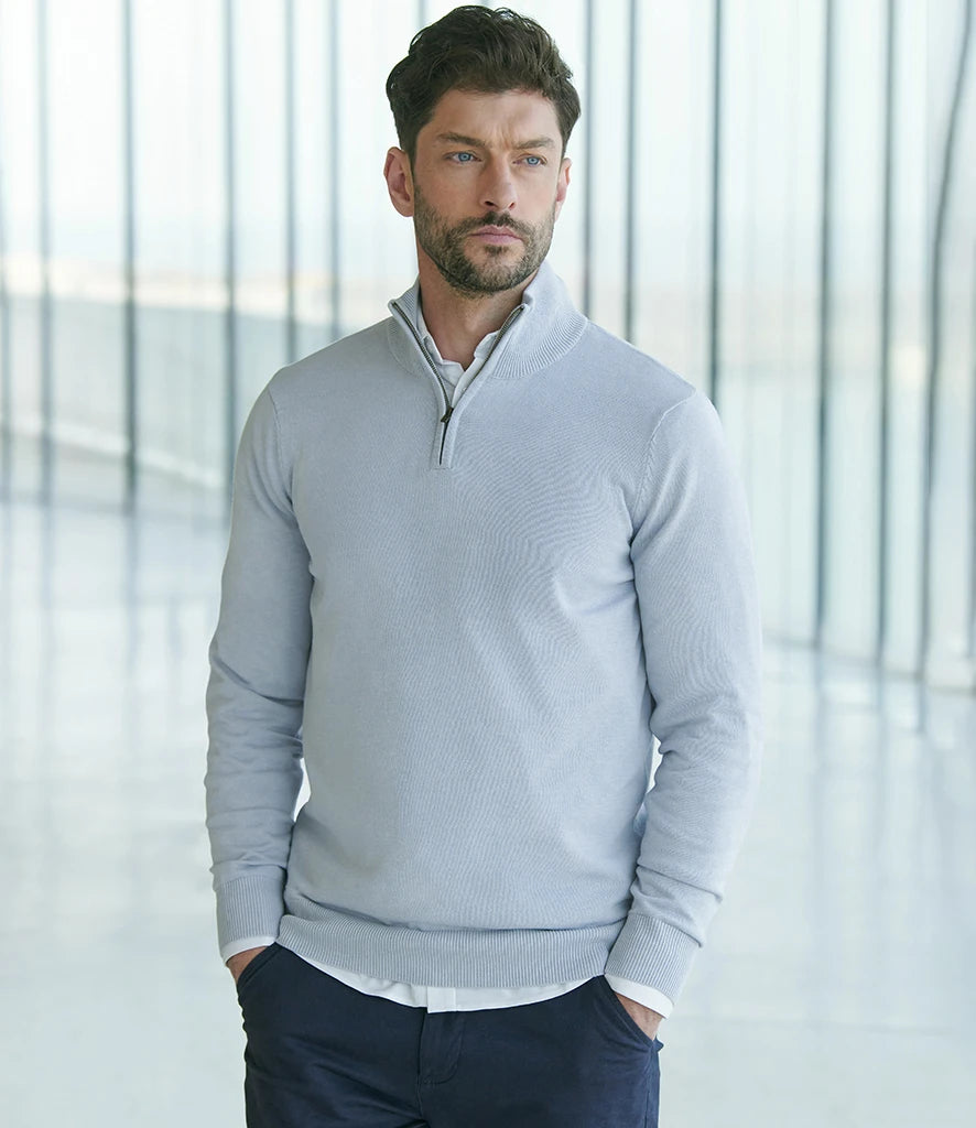 H729 - Zip Neck Sweater | Light Heather Grey