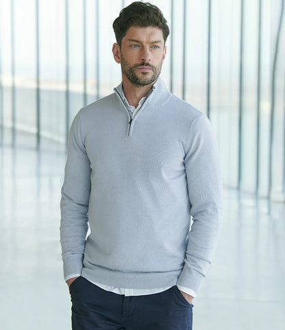 H729 - Zip Neck Sweater | Light Heather Grey