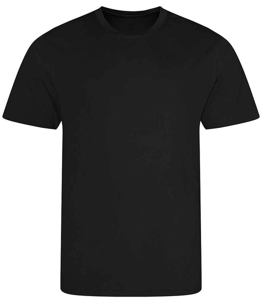 Just Cool JC001B Jet Black Front -  Ready to be Printed by Custard Workwear - Cheap Personalised and Customised Workwear in Nottinghamshire, Derbyshire and Leicestershire