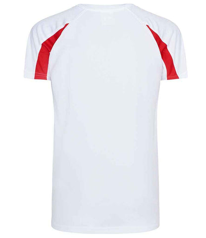 Just Cool JC003B Arctic White/Fire Red Back -  Ready to be Printed by Custard Workwear - Cheap Personalised and Customised Workwear in Nottinghamshire, Derbyshire and Leicestershire