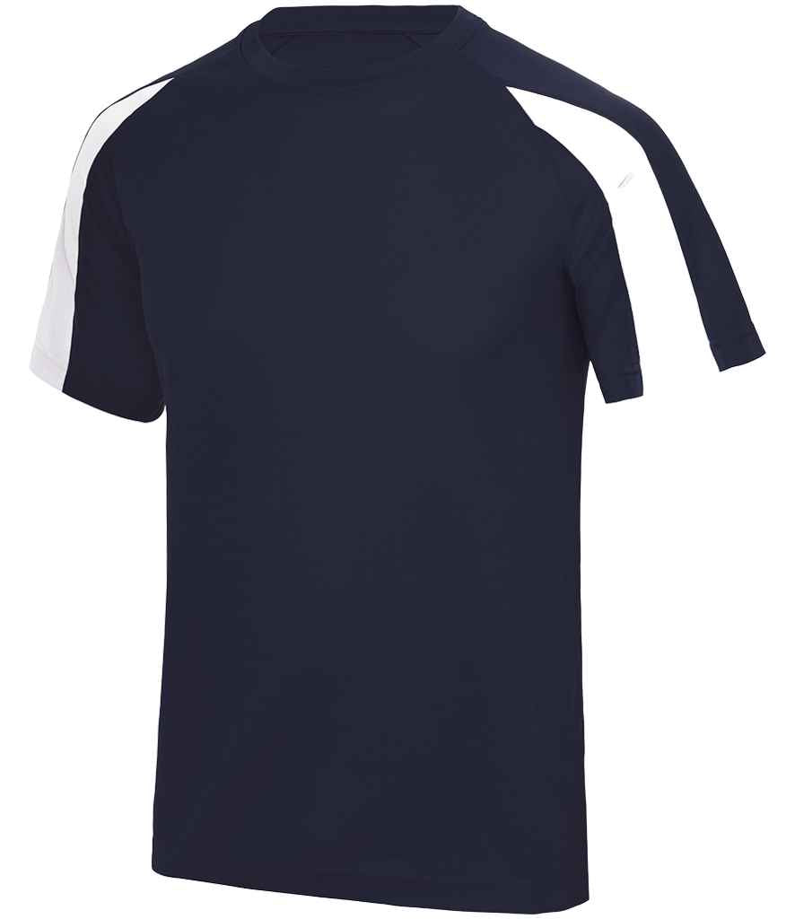 Just Cool JC003B French Navy/Arctic White Front -  Ready to be Printed by Custard Workwear - Cheap Personalised and Customised Workwear in Nottinghamshire, Derbyshire and Leicestershire