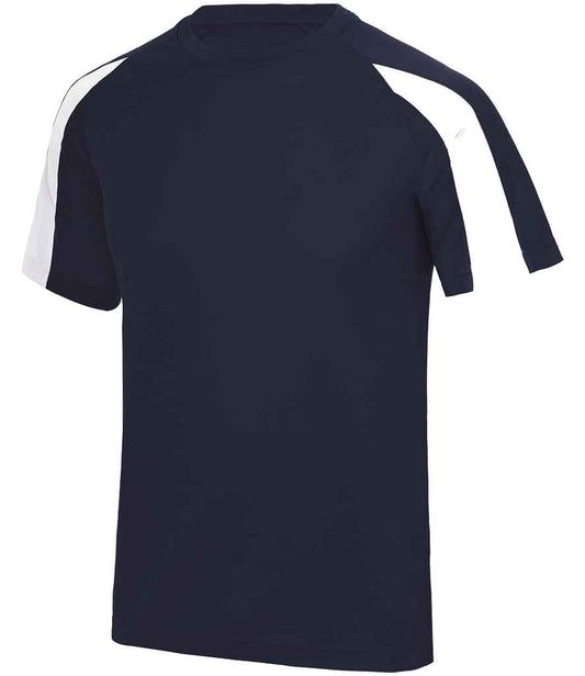Just Cool JC003B French Navy/Arctic White Front -  Ready to be Printed by Custard Workwear - Cheap Personalised and Customised Workwear in Nottinghamshire, Derbyshire and Leicestershire
