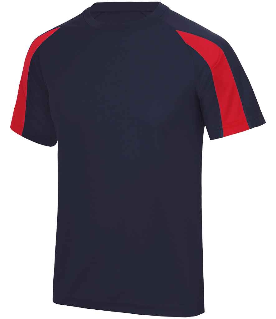 Just Cool JC003B French Navy/Fire Red Front -  Ready to be Printed by Custard Workwear - Cheap Personalised and Customised Workwear in Nottinghamshire, Derbyshire and Leicestershire
