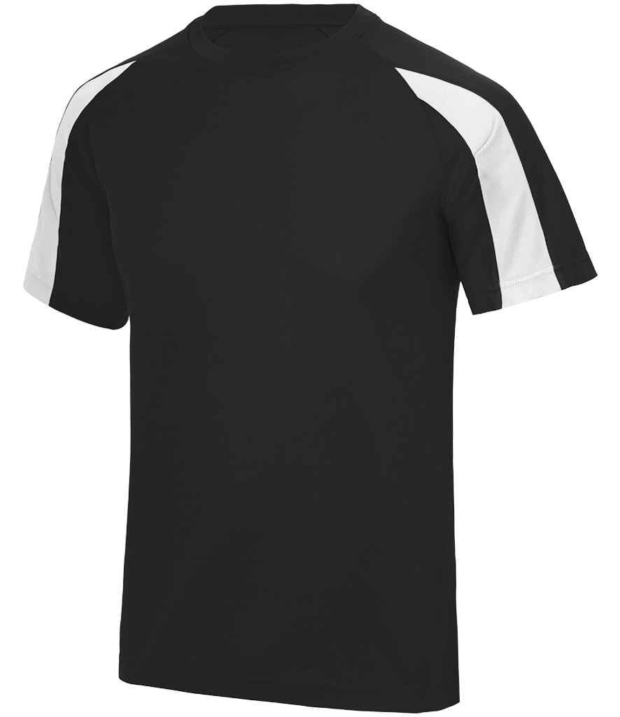 Just Cool JC003B Jet Black/Arctic White Front -  Ready to be Printed by Custard Workwear - Cheap Personalised and Customised Workwear in Nottinghamshire, Derbyshire and Leicestershire