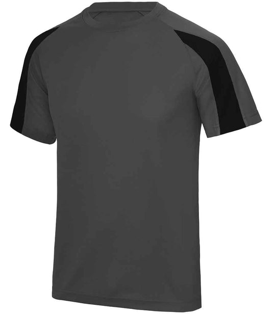 Just Cool JC003 Charcoal/Jet Black Front -  Ready to be Printed by Custard Workwear - Cheap Personalised and Customised Workwear in Nottinghamshire, Derbyshire and Leicestershire