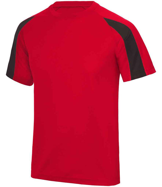 Just Cool JC003 Fire Red/Jet Black Front -  Ready to be Printed by Custard Workwear - Cheap Personalised and Customised Workwear in Nottinghamshire, Derbyshire and Leicestershire