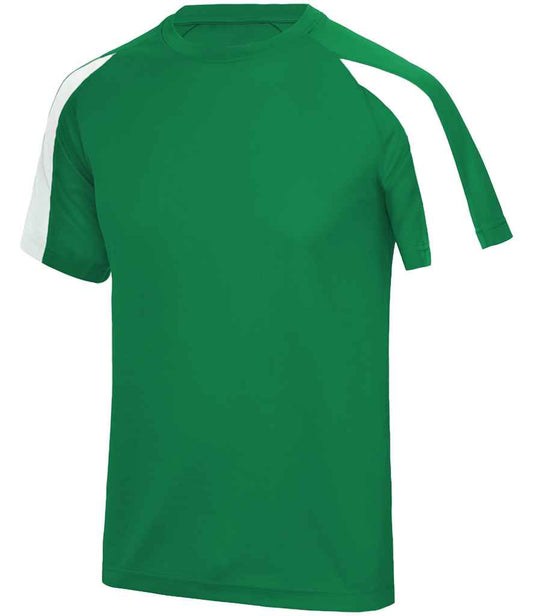 Just Cool JC003 Kelly Green/Arctic White Front -  Ready to be Printed by Custard Workwear - Cheap Personalised and Customised Workwear in Nottinghamshire, Derbyshire and Leicestershire