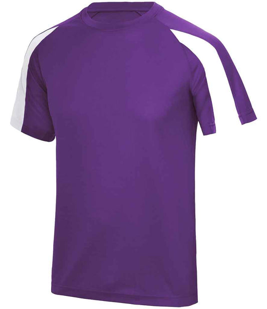 Just Cool JC003 Purple/Arctic White Front -  Ready to be Printed by Custard Workwear - Cheap Personalised and Customised Workwear in Nottinghamshire, Derbyshire and Leicestershire