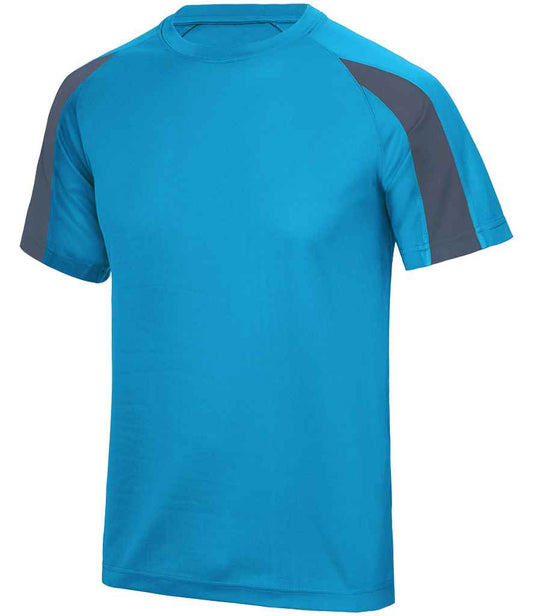 Just Cool JC003 Sapphire Blue/Charcoal Front -  Ready to be Printed by Custard Workwear - Cheap Personalised and Customised Workwear in Nottinghamshire, Derbyshire and Leicestershire
