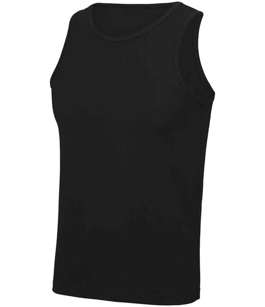 Just Cool JC007 Jet Black Front -  Ready to be Printed by Custard Workwear - Cheap Personalised and Customised Workwear in Nottinghamshire, Derbyshire and Leicestershire