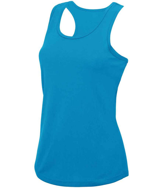 Just Cool JC015 Sapphire Blue Front -  Ready to be Printed by Custard Workwear - Cheap Personalised and Customised Workwear in Nottinghamshire, Derbyshire and Leicestershire