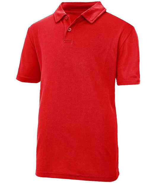 Just Cool JC040B Fire Red Front -  Ready to be Embroidered and Printed by Custard Workwear - Cheap Personalised and Customised Workwear in Nottinghamshire, Derbyshire and Leicestershire