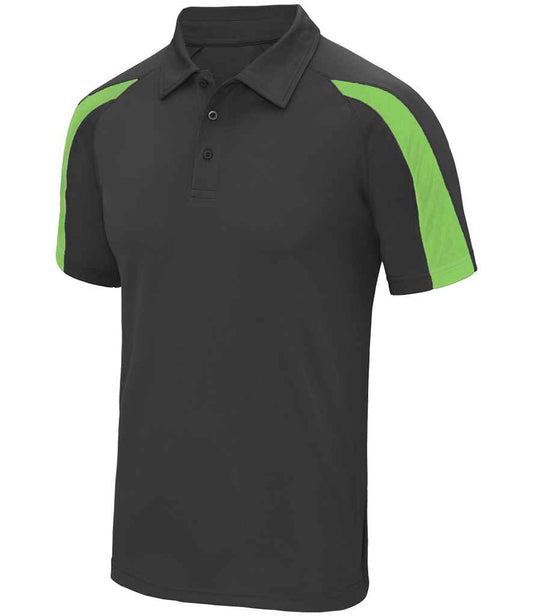 Just Cool JC043 Charcoal/Lime Green Front -  Ready to be Embroidered and Printed by Custard Workwear - Cheap Personalised and Customised Workwear in Nottinghamshire, Derbyshire and Leicestershire