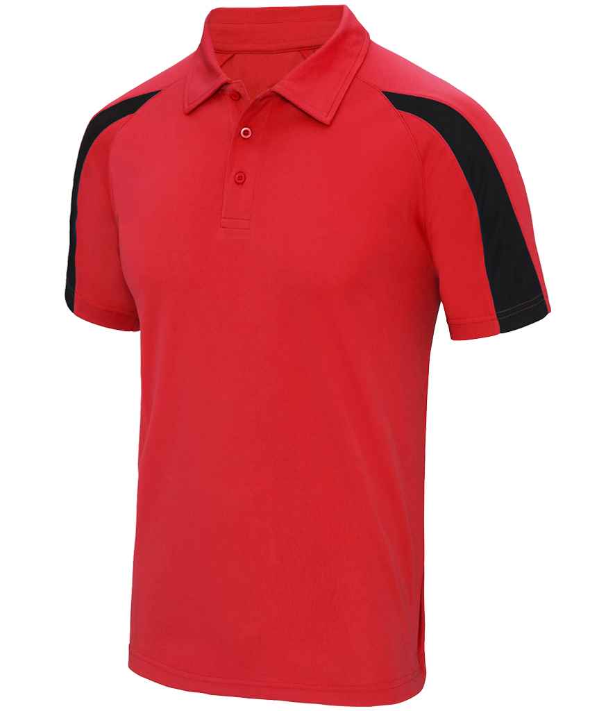 Just Cool JC043 Fire Red/Jet Black Front -  Ready to be Embroidered and Printed by Custard Workwear - Cheap Personalised and Customised Workwear in Nottinghamshire, Derbyshire and Leicestershire