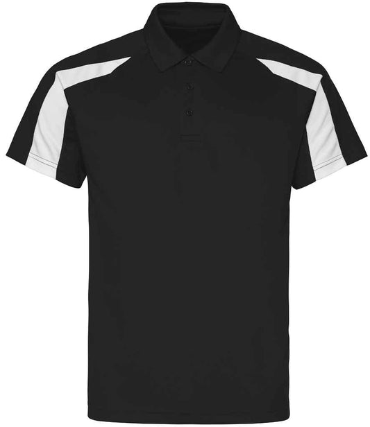 Just Cool JC043 Jet Black/Arctic White Front -  Ready to be Embroidered and Printed by Custard Workwear - Cheap Personalised and Customised Workwear in Nottinghamshire, Derbyshire and Leicestershire