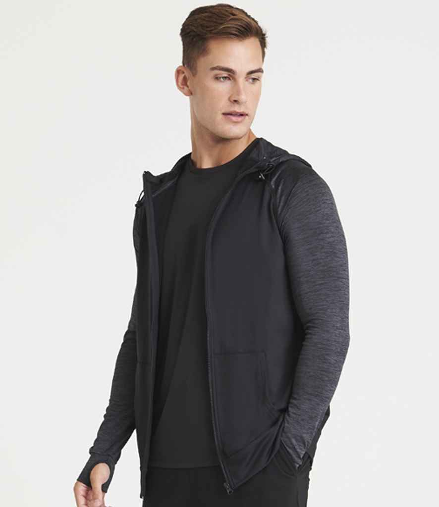 Just Cool JC057 Black/Black Slate Melange Model -  Ready to be Embroidered and Printed by Custard Workwear - Cheap Personalised and Customised Workwear in Nottinghamshire, Derbyshire and Leicestershire