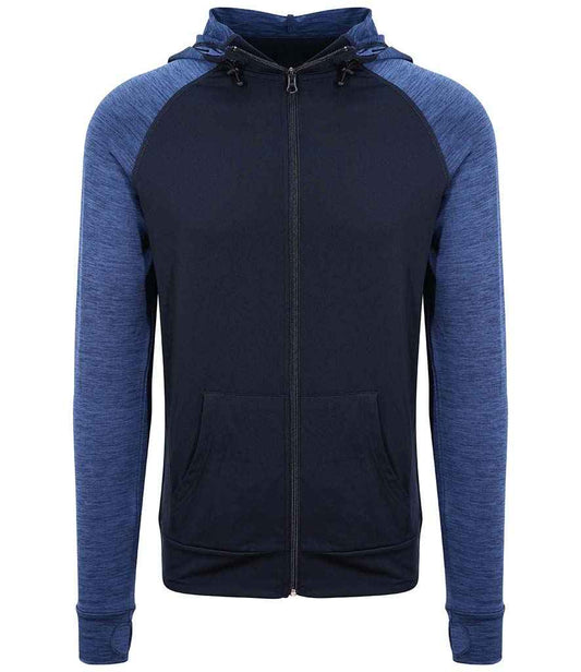 Just Cool JC057 Navy/Navy Melange Front -  Ready to be Embroidered and Printed by Custard Workwear - Cheap Personalised and Customised Workwear in Nottinghamshire, Derbyshire and Leicestershire