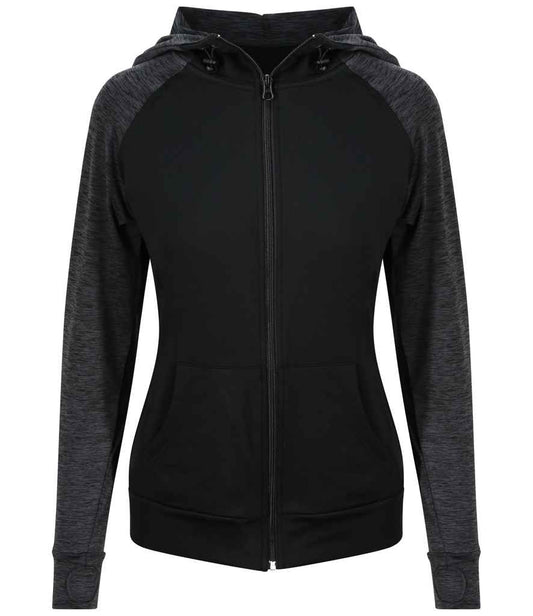 Just Cool JC058 Black/Black Slate Melange Front -  Ready to be Embroidered and Printed by Custard Workwear - Cheap Personalised and Customised Workwear in Nottinghamshire, Derbyshire and Leicestershire