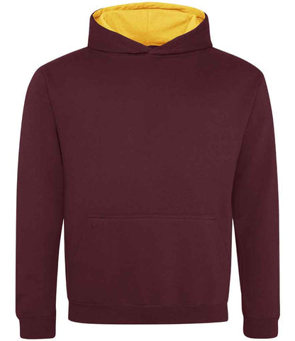 Just Hoods JH003B Burgundy/Gold Front -  Ready to be Embroidered and Printed by Custard Workwear - Cheap Personalised and Customised Workwear in Nottinghamshire, Derbyshire and Leicestershire