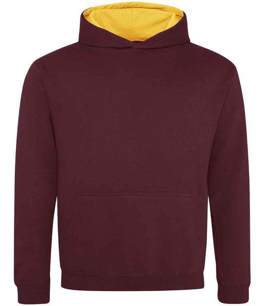 Just Hoods JH003B Burgundy/Gold Front -  Ready to be Embroidered and Printed by Custard Workwear - Cheap Personalised and Customised Workwear in Nottinghamshire, Derbyshire and Leicestershire