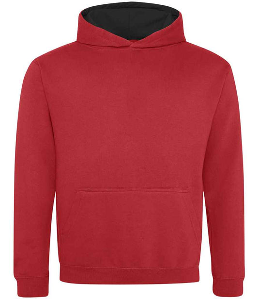 Just Hoods JH003B Fire Red/Jet Black Front -  Ready to be Embroidered and Printed by Custard Workwear - Cheap Personalised and Customised Workwear in Nottinghamshire, Derbyshire and Leicestershire