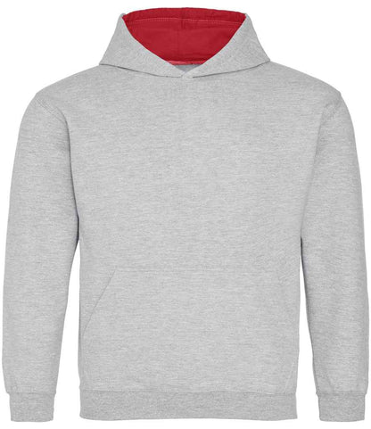 Just Hoods JH003B Heather Grey/Fire Red Front -  Ready to be Embroidered and Printed by Custard Workwear - Cheap Personalised and Customised Workwear in Nottinghamshire, Derbyshire and Leicestershire