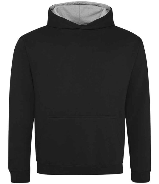 Just Hoods JH003B Jet Black/Heather Grey Front -  Ready to be Embroidered and Printed by Custard Workwear - Cheap Personalised and Customised Workwear in Nottinghamshire, Derbyshire and Leicestershire