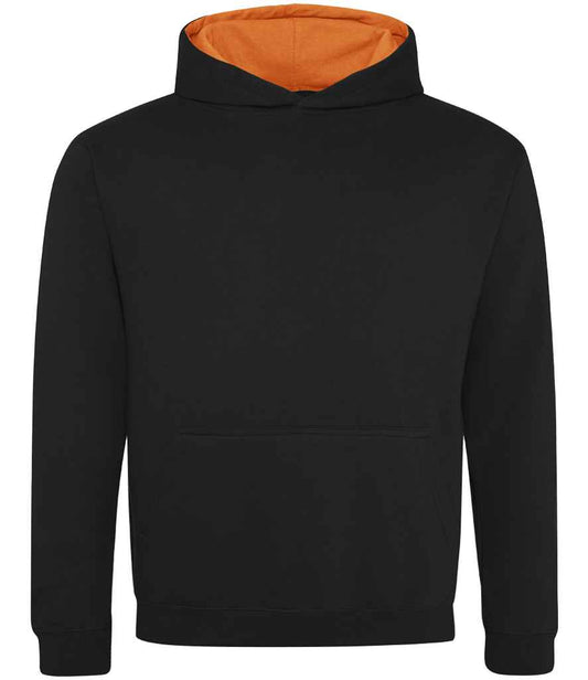 Just Hoods JH003B Jet Black/Orange Crush Front -  Ready to be Embroidered and Printed by Custard Workwear - Cheap Personalised and Customised Workwear in Nottinghamshire, Derbyshire and Leicestershire