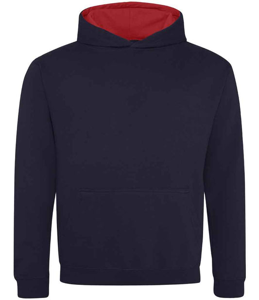 Just Hoods JH003B New French Navy/Fire Red Front -  Ready to be Embroidered and Printed by Custard Workwear - Cheap Personalised and Customised Workwear in Nottinghamshire, Derbyshire and Leicestershire