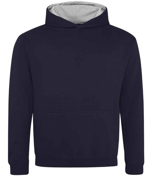 Just Hoods JH003B New French Navy/Heather Grey Front -  Ready to be Embroidered and Printed by Custard Workwear - Cheap Personalised and Customised Workwear in Nottinghamshire, Derbyshire and Leicestershire